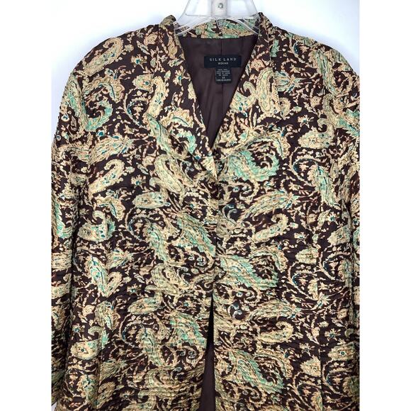 Silk Land Women’s 2X Jacket 100% Silk Paisley Print Fully Lined With Pockets - Picture 2 of 6